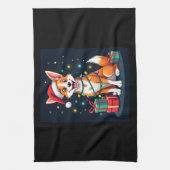 Fox Terrier Xmas Verlichting Santa Fox Terrier Hon Theedoek (Verticaal)