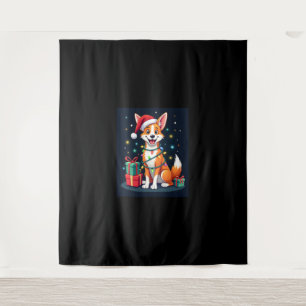 Fox Terrier Xmas Verlichting Santa Fox Terrier Hon Wandkleed