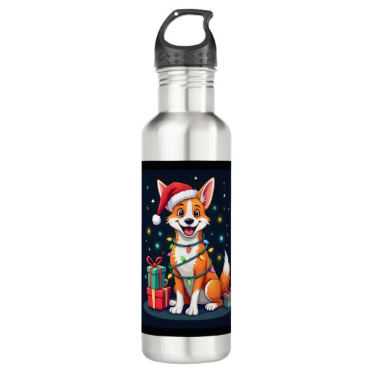 Fox Terrier Xmas Verlichting Santa Fox Terrier Hon Waterfles (Voorkant)