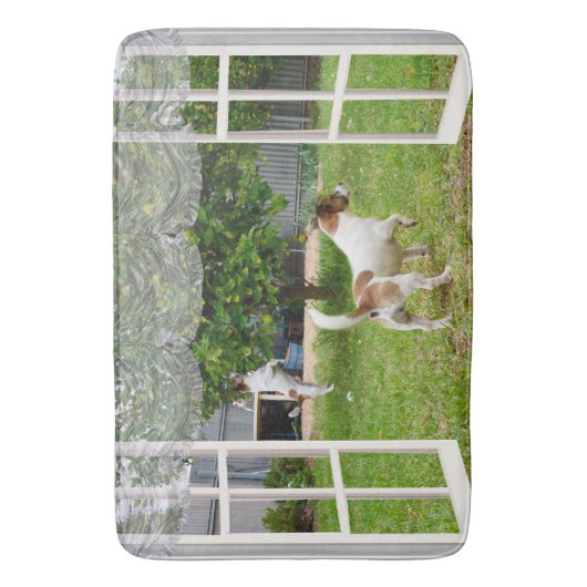 Fox Terriers die de tuin verkennen, Badmat (Voorkant Verticaal)