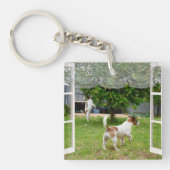 Fox Terriers die de tuin verkennen, Sleutelhanger (voorkant)