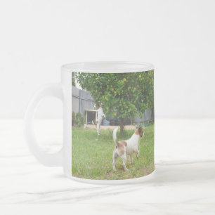 Fox Terriers Playtime, Frosted Glass Mok