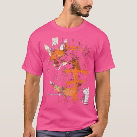 Fox Text Abstract Animal Geometric Art Fox T-shirt (Voorkant)