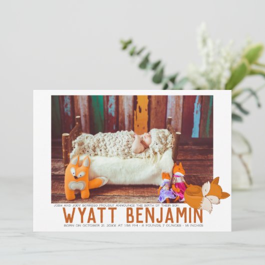 Fox Th-Geachte Kaart van Aankondiging van geboorte (Staand voorkant)
