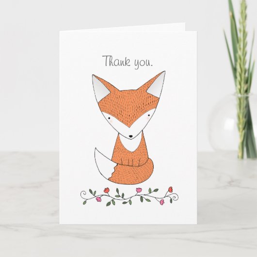 Fox Thank you Card Schattige Fox Woodland Dank u Bedankkaart (Voorkant)