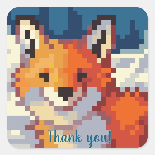 Fox, thank you pixelart, Pixel Art  Vierkante Sticker (Voorkant)