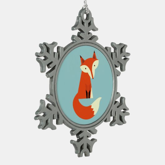 Fox Tin Sneeuwvlok Ornament (Links)