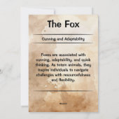 Fox Totem Spirit Animal Betekenis Kaart (Achterkant)