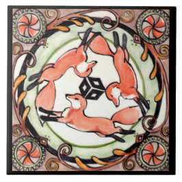 Fox Trio Mystical Cirtical Design Art Tile Trivet Tegeltje