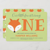 Fox Turing One First Animal Birthday Kaart (Voorkant / Achterkant)
