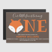 Fox Turing One First Animal Birthday Magnetische Uitnodiging (Voorkant / Achterkant)