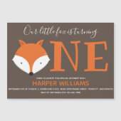 Fox Turing One First Animal Birthday Magnetische Uitnodiging (Voorkant)