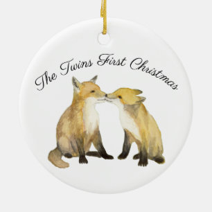 Fox Twins Keramisch Ornament