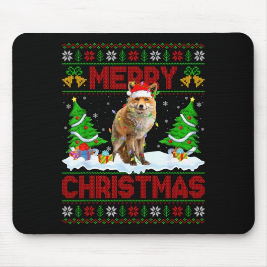 Fox Ugly Xmas Sweater Funny Fox Animal Merry Chris Muismat (Voorkant)