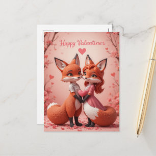 Fox Valentijnschattig bosdier liefde Feestdagenkaart