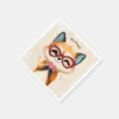 Fox Valentijnsdag Hart Badge Kinderen School Servet (Hoek)