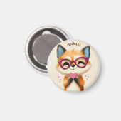 Fox Valentijnsdag Hart Badge - Kinderschool Magneet (Voorkant / Achterkant)