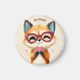 Fox Valentijnsdag Hart Badge - Kinderschool Magneet