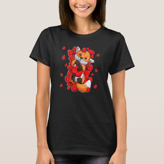 Fox Valentines Day Fox Heart Kids 1 T-shirt (Voorkant)