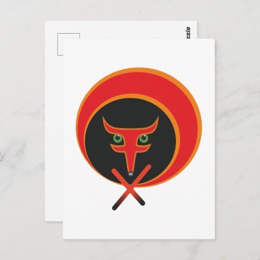 Fox van het leven - Rood. Briefkaart (Voorkant / Achterkant)