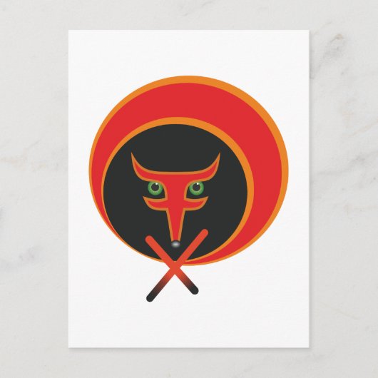 Fox van het leven - Rood. Briefkaart (Voorkant)