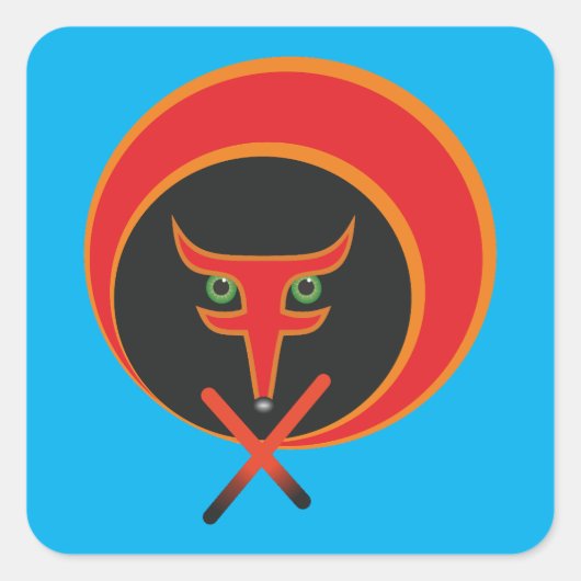 Fox van het leven - Rood. Vierkante Sticker (Voorkant)