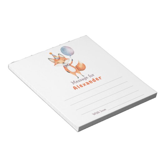 Fox Verjaardag tijd capsule bericht Notitieblok (Schuin)