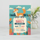 Fox Verjaardagsfeest Bos Thema Bossen Jongen Meisj Kaart (Staand voorkant)
