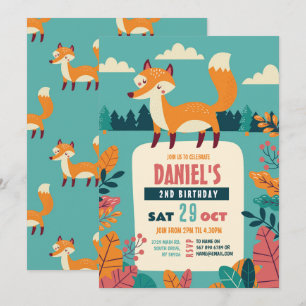 Fox Verjaardagsfeest Bos Thema Bossen Jongen Meisj Kaart