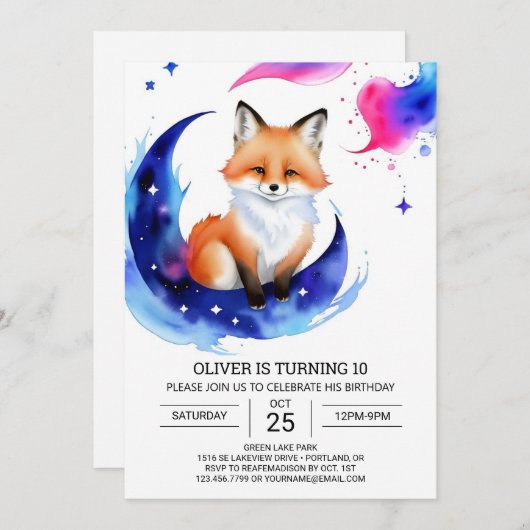 Fox Verjaardagsfeestje Delight Kaart (Voorkant / Achterkant)