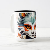 Fox Vibes: tijdloze herfstkunst Tweekleurige Koffiemok (Voorkant links)