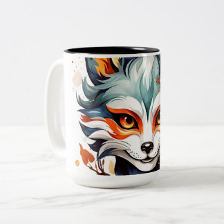 Fox Vibes: tijdloze herfstkunst Tweekleurige Koffiemok