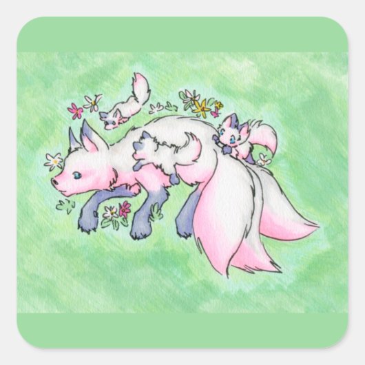 Fox Vierkante Sticker (Voorkant)