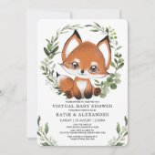 Fox Virtual Baby shower van Mail Woodland Green Kaart (Voorkant)