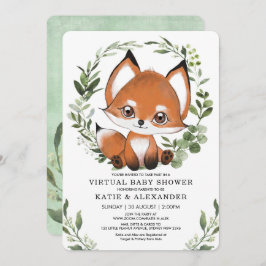 Fox Virtual Baby shower van Mail Woodland Green Kaart
