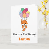 Fox vliegt omhoog met kleurrijke ballonnen Kaart (Gele Bloem)