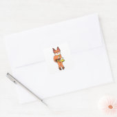 Fox Vrouw met rok Vierkante Sticker (Envelop)