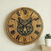 Fox Wall Clock - Wildlife Wooden Style Grote Klok