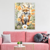 Fox Waterverf artwork Canvas Afdruk (Insitu (Woonkamer))