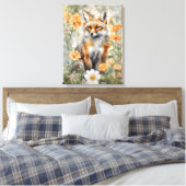 Fox Waterverf artwork Canvas Afdruk (Insitu (Slaapkamer))