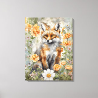 Fox Waterverf artwork Canvas Afdruk