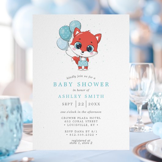 Fox Waterverf Boy Baby shower Kaart