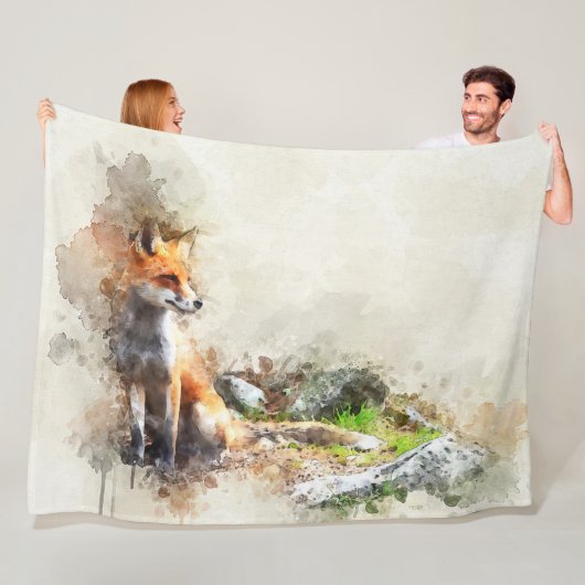 FOX WATERVERF FLEECE DEKEN (In situ)