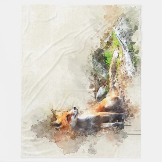 FOX WATERVERF FLEECE DEKEN (Voorkant)