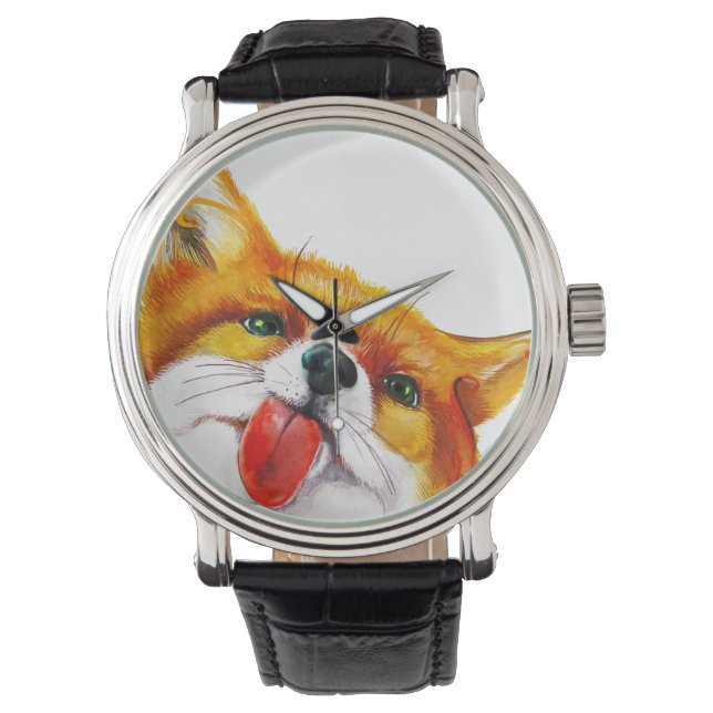 Fox-Waterverf Horloge (Voorkant)