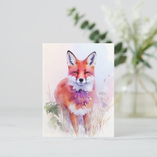 Fox Waterverf Portret 2 Briefkaart (Staand voorkant)