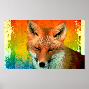 Fox Waterverf Poster afdrukken