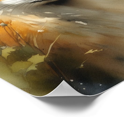 Fox waterverf schilderen, ai gegenereerd poster (Hoek)