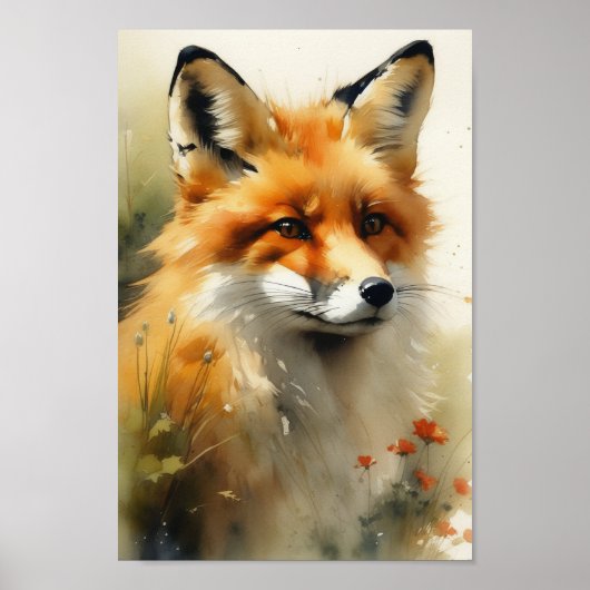 Fox waterverf schilderen, ai gegenereerd poster (Voorkant)