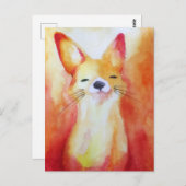 Fox Waterverf schilderen Briefkaart (Voorkant / Achterkant)
